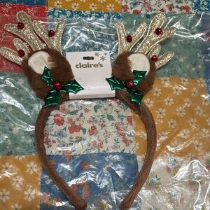 Claire's Glittery Gold Reindeer Antler Headband